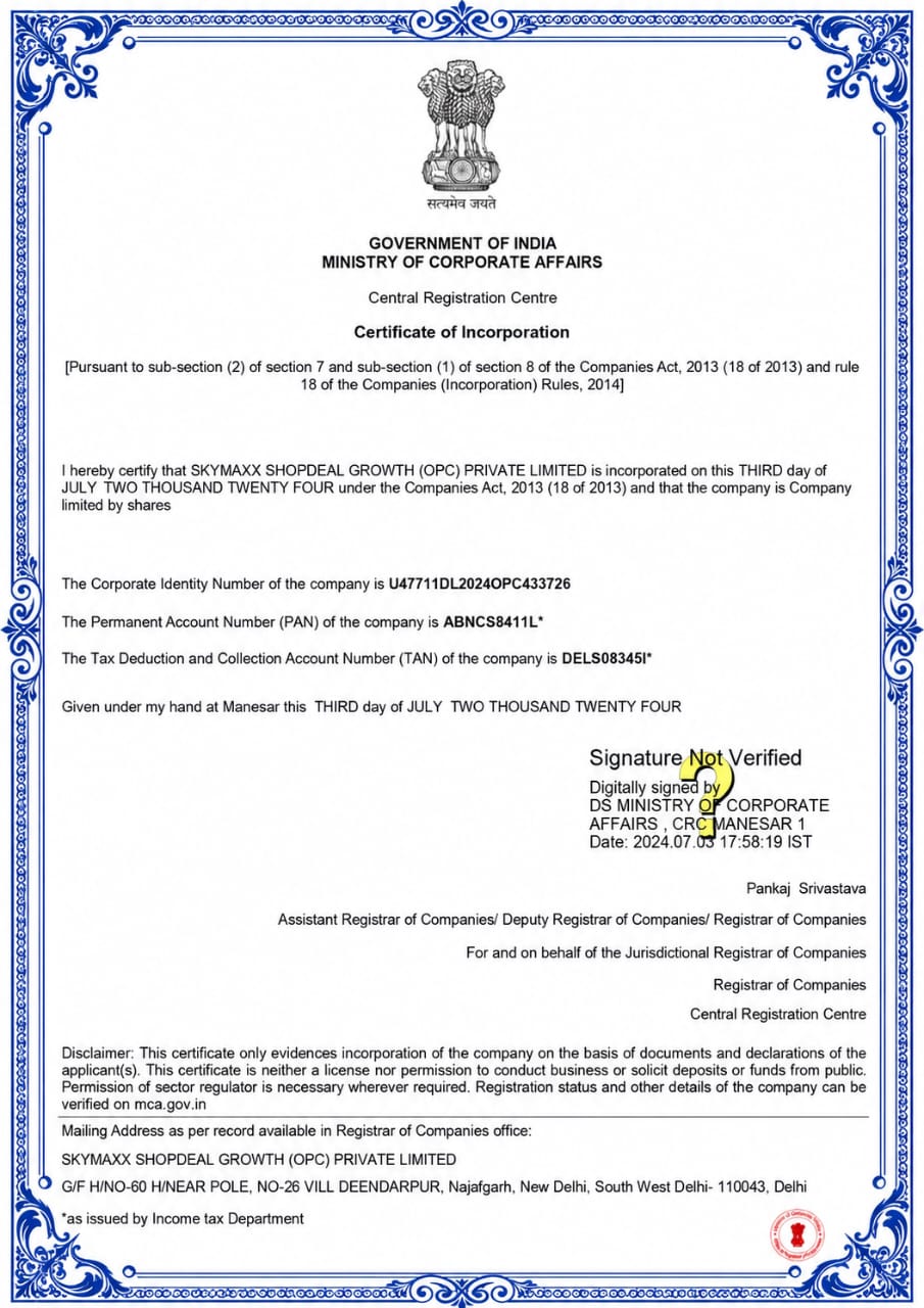 Certificate of Incorporation